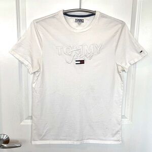 TOMMY HILFIGER | Women’s Embroidered TOMMY JEANS Logo White Shirt Size Small